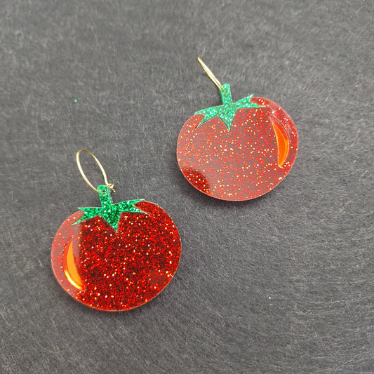 Pendientes de tomate brillante